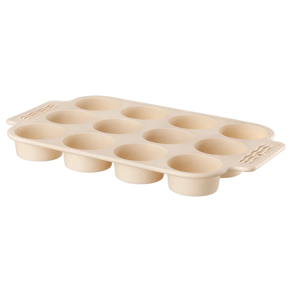 IKEA BAKTIDER (ИКЕА БАКТИДЕР) — Форма для маффинов, светло-бежевый 35х23 см