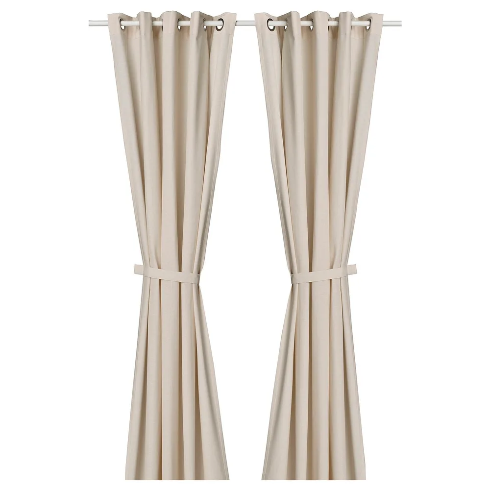 IKEA LENDA (ИКЕА ЛЕНДА) — Штора с подхватом, 2 шт., кремовый/на люверсах 140х280 см