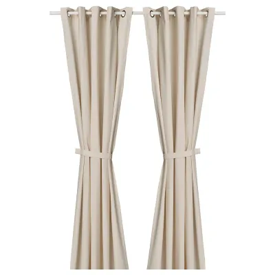 IKEA LENDA (ИКЕА ЛЕНДА) — Штора с подхватом, 2 шт., кремовый/на люверсах 140х280 см
