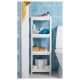IKEA VESKEN (ИКЕА ВЕСКЕН) — Стеллаж для ванной, белый 37x23x101 см — фото 2