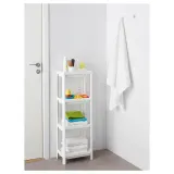 IKEA VESKEN (ИКЕА ВЕСКЕН) — Стеллаж для ванной, белый 37x23x101 см — фото 5