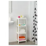 IKEA VESKEN (ИКЕА ВЕСКЕН) — Стеллаж для ванной, белый 37x23x101 см — фото 6
