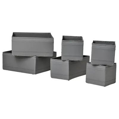 IKEA SKUBB (ИКЕА СКУББ) — Комплект коробок, 6 шт., тёмно-серый