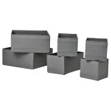 IKEA SKUBB (ИКЕА СКУББ) — Комплект коробок, 6 шт., тёмно-серый — фото 1