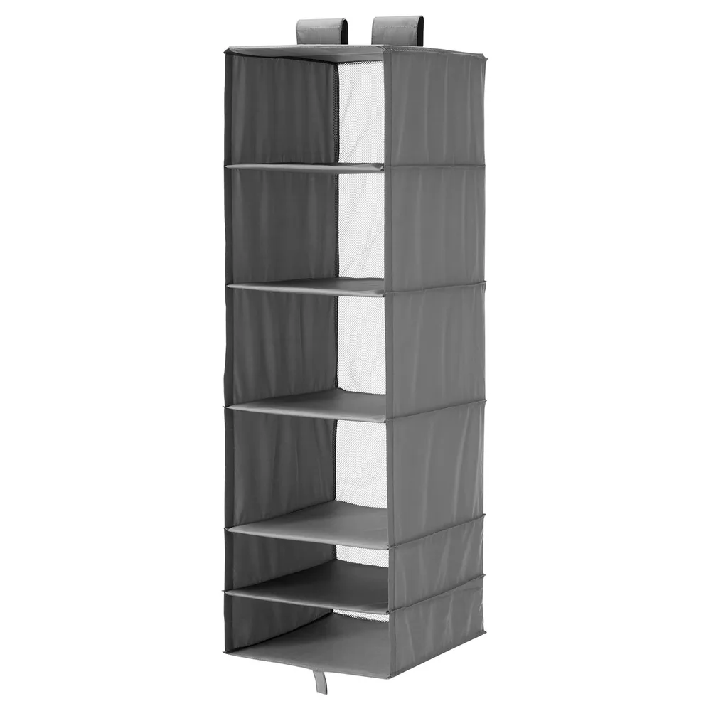 IKEA SKUBB (ИКЕА СКУББ) — Подвесная полка, 6 отделений, тёмно-серая 35x45x125 см