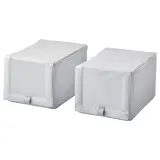IKEA HEMMAFIXARE (ИКЕА ХЕММАФИКСАРЕ) — Коробка для обуви, ткань в полоску/белый/серый 23x34x19 см — фото 1