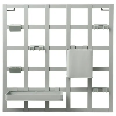 IKEA SNICKRA (ИКЕА СНИКРА) — Панель для хранения из 8 предметов, серо-зелёная 38х38 см