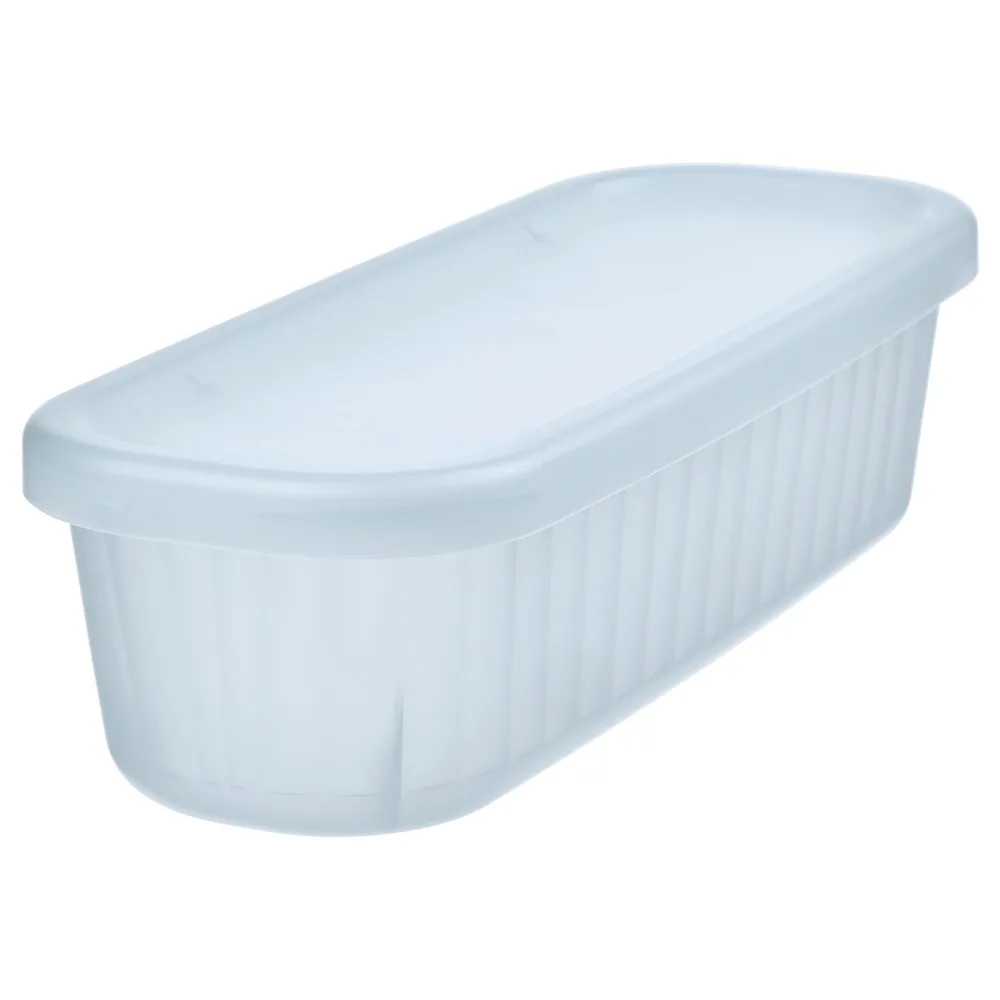 IKEA RYKTA (ИКЕА РИКТА) — Контейнер с крышкой, прозрачный серо-голубой 9x24x7 см/0.5 л