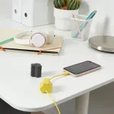 IKEA HAVSKÅL (ИКЕА ХАВСКОЛ) — Утяжелитель для кабеля USB, 2 шт, чёрный/жёлтый — фото 4