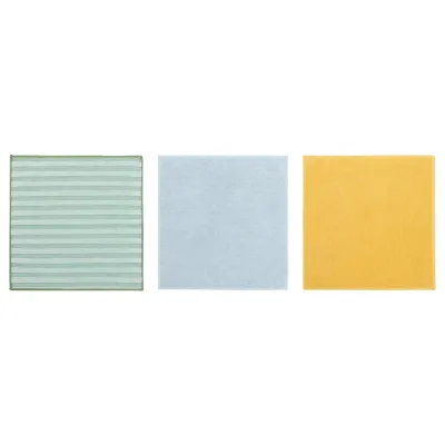 IKEA PEPPRIG (ИКЕА ПЕППРИГ) — Салфетка из микрофибры, зелёная синяя/жёлтая 28x28 см