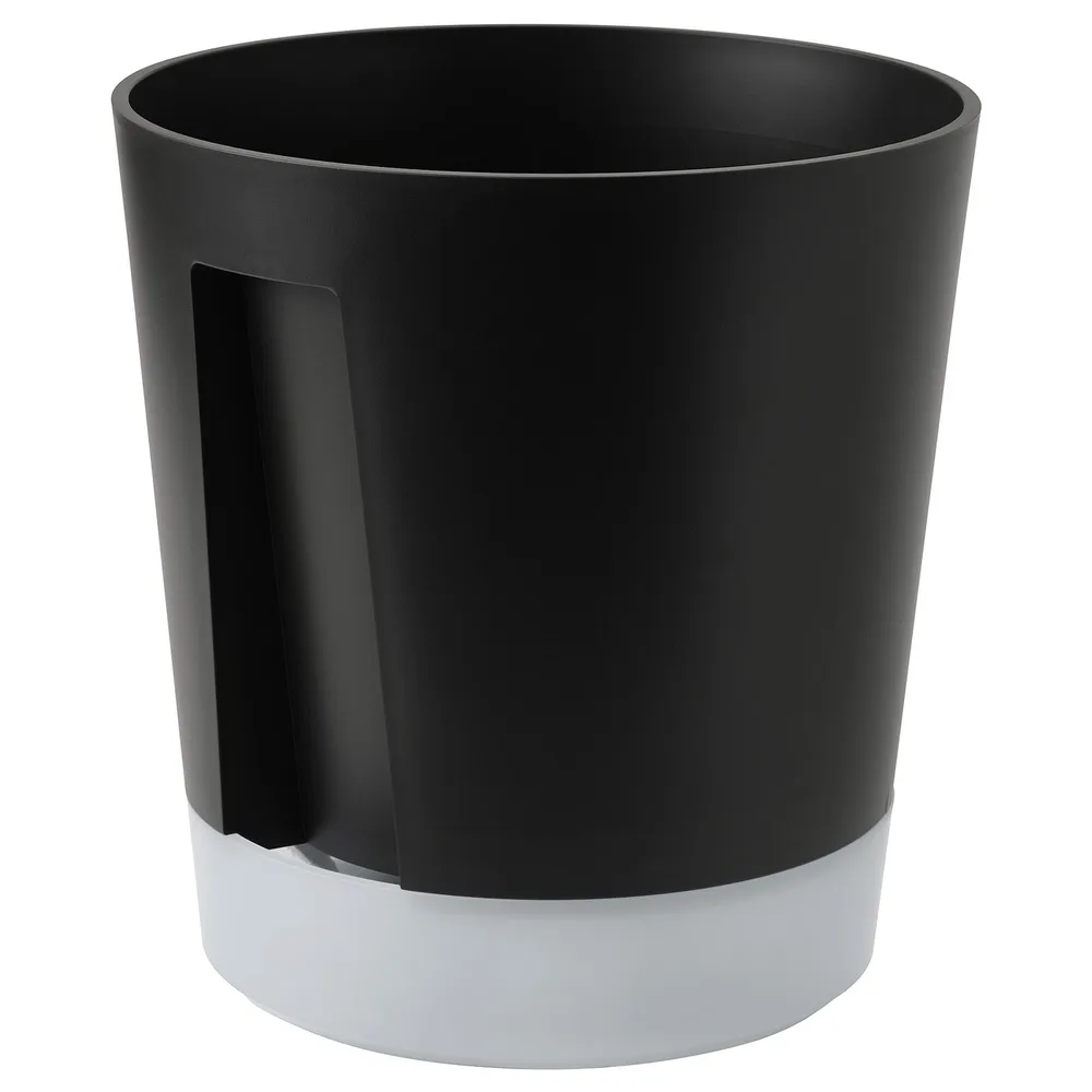 IKEA VÅRDTRÄD (ИКЕА ВОРДТРЭД) — Самополивающееся кашпо, для дома и улицы/прозрачный/антрацит 24 см