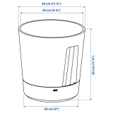 IKEA VÅRDTRÄD (ИКЕА ВОРДТРЭД) — Самополивающееся кашпо, для дома и улицы/прозрачный/антрацит 24 см — фото 8