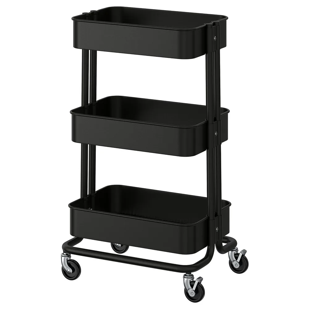 IKEA RÅSKOG (ИКЕА РОСКОГ) — Тележка, чёрная 35x45x77 см