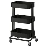 IKEA RÅSKOG (ИКЕА РОСКОГ) — Тележка, чёрная 35x45x77 см — фото 1