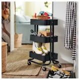IKEA RÅSKOG (ИКЕА РОСКОГ) — Тележка, чёрная 35x45x77 см — фото 4