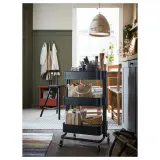 IKEA RÅSKOG (ИКЕА РОСКОГ) — Тележка, чёрная 35x45x77 см — фото 7
