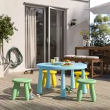 IKEA MAMMUT (ИКЕА МАММУТ) — Табурет детский, для дома и улицы, светло-зелёный — фото 4