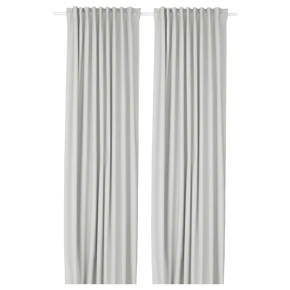 IKEA KORGMOTT (ИКЕА КОРГМОТТ) — Шторы блэкаут, 2 шт, белый/на ленте 145x300 см