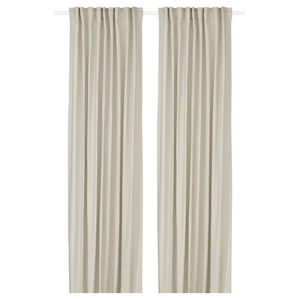 IKEA GINSTMOTT (ИКЕА ГИНСТМОТТ) — Шторы, 2 шт, бежевый/на ленте 145x300 см