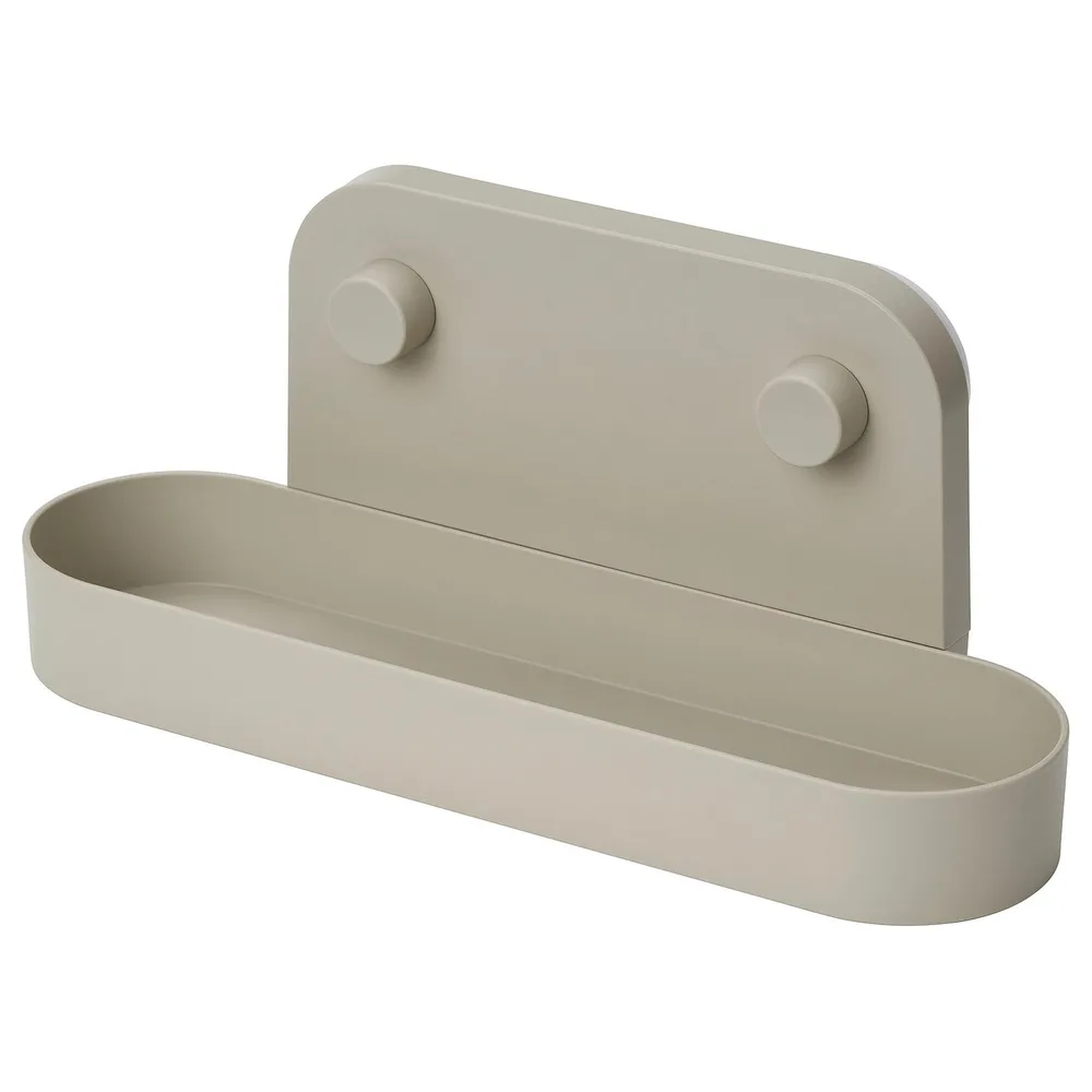 IKEA ÖBONÄS (ИКЕА ЁБОНЭС) — Полка настенная на присоске, серо-бежевая 28 см