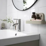 IKEA ÖBONÄS (ИКЕА ЁБОНЭС) — Полка настенная на присоске, серо-бежевая 28 см — фото 4