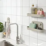 IKEA ÖBONÄS (ИКЕА ЁБОНЭС) — Полка настенная на присоске, серо-бежевая 28 см — фото 6