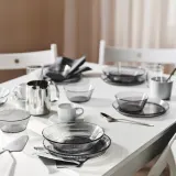 IKEA HAVSGÄDDA (ИКЕА ХАВСГЭДДА) — Миска, в полоску/серый 12 см — фото 4