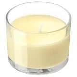 IKEA LOTSFÅGEL (ИКЕА ЛОТСФОГЕЛ) — Ароматическая свеча в стекле, цитрусовые цветы, светло-жёлтая 20 ч — фото 1