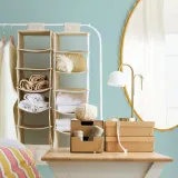 IKEA PURRPINGLA (ИКЕА ПУРРПИНГЛА) — Полка подвесная, ткань/бежевая 22x34x80 см — фото 5