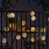 IKEA SOLVINDEN (ИКЕА СОЛВИНДЕН) — Гирлянда LED, 24 лампочки, на солнечной батарее, шар жёлтый/розовый — фото 3
