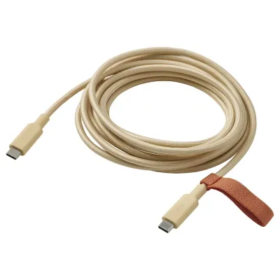 IKEA LILLHULT (ИКЕА ЛИЛЛХУЛТ) — Кабель USB-C, USB-C, ярко-бежево-жёлтый 3.0 м