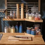 IKEA NÅLBLECKA (ИКЕА НОЛБЛЕКА) — Полка угловая, металл/бамбук, для кухонной столешницы — фото 4