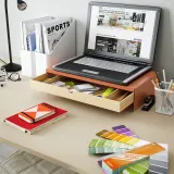 IKEA ELLOVEN (ИКЕА ЕЛЛОВЕН) — Подставка под монитор с ящиком, ярко-оранжевая — фото 5