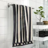 IKEA SLÅNHÖSTMAL (ИКЕА СЛОНХЁСТМАЛ) — Полотенце банное, чёрное/светло-бежевое в полоску 100x150 см — фото 4