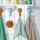 IKEA LEN (ИКЕА ЛЕН) — Детское полотенце с капюшоном, бело-синий/в полоску 80х80 см — фото 2
