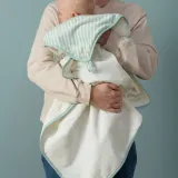 IKEA LEN (ИКЕА ЛЕН) — Детское полотенце с капюшоном, бело-синий/в полоску 80х80 см — фото 4