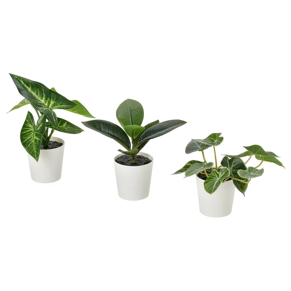 IKEA FEJKA (ИКЕА ФЕЙКА) — Искусственное растение в горшке, 3 шт., для дома и улицы/листья