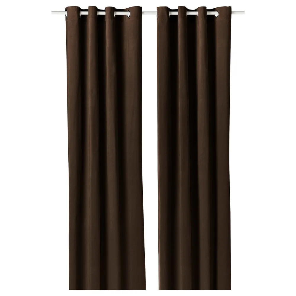 IKEA SANELA (ИКЕА САНЕЛА) — Штора, 2 шт., тёмно-коричневый/на люверсах 140х300 см