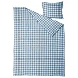 IKEA EKTANDVINGE (ИКЕА ЕКТАНДВИНГЕ) — Пододеяльник и наволочка, тёмно-синий белый/в клетку 150х200/50х60 см — фото 5