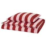 IKEA SLÅNHÖSTMAL (ИКЕА СЛОНХЁСТМАЛ) — Пододеяльник и наволочка, светло-розовый тёмно-красный/полоски 150х200/50х60 см — фото 1