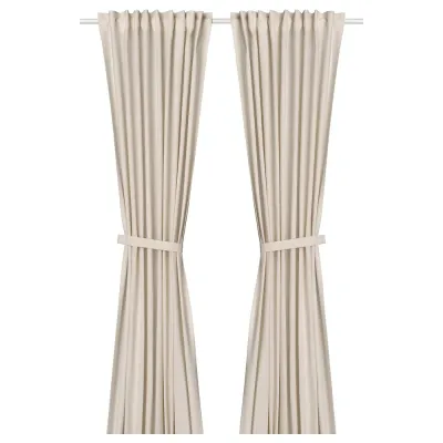 IKEA LENDA (ИКЕА ЛЕНДА) — Штора с подхватом, 2 шт., кремовый/на ленте 140х300 см