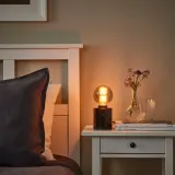 IKEA MOLNART (ИКЕА МОЛНАРТ) — Лампа светодиодная E27 150 люмен, шар серое стекло прозрачное 95 мм — фото 2