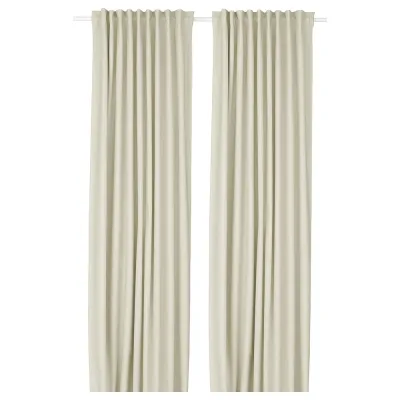 IKEA KORGMOTT (ИКЕА КОРГМОТТ) — Шторы блэкаут, пара, бежевый/на ленте 145x300 см