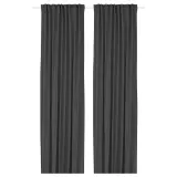 IKEA GINSTMOTT (ИКЕА ГИНСТМОТТ) — Штора, 2 шт, тёмно-серый/на ленте 145x300 см — фото 1