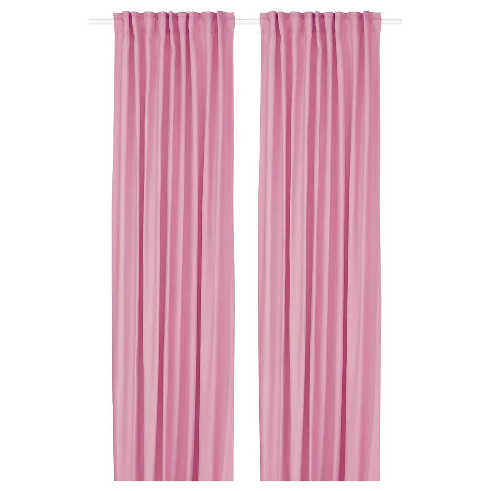 IKEA GINSTMOTT (ИКЕА ГИНСТМОТТ) — Штора, 2 шт, розовый/на ленте 145x300 см