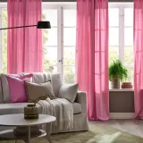 IKEA GINSTMOTT (ИКЕА ГИНСТМОТТ) — Штора, 2 шт, розовый/на ленте 145x300 см — фото 2