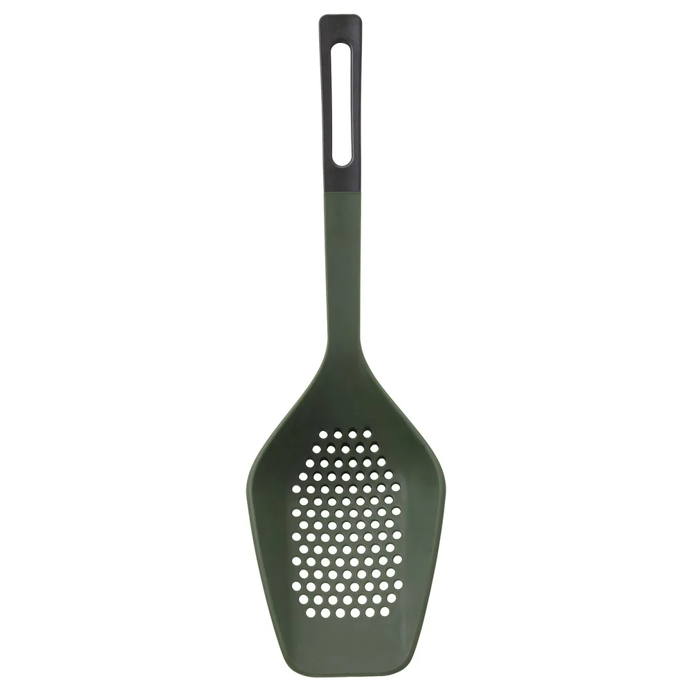 IKEA KNORRHANE (ИКЕА КНОРРХАНЕ) — Ложка-шумовка, тёмно-зелёная/антрацит 34 см