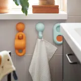 IKEA HUMLESJÖN (ИКЕА ХУМЛЕШЁН) — Крючок на присоске, оранжевый/бирюзовый 12x8 см — фото 2