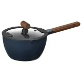 IKEA KLIPPFISK (ИКЕА КЛИППФИСК) — Кастрюля с крышкой, антипригарное покрытие стекло/дерево, сине-чёрная, 2,3 л — фото 1