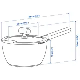 IKEA KLIPPFISK (ИКЕА КЛИППФИСК) — Кастрюля с крышкой, антипригарное покрытие стекло/дерево, сине-чёрная, 2,3 л — фото 5